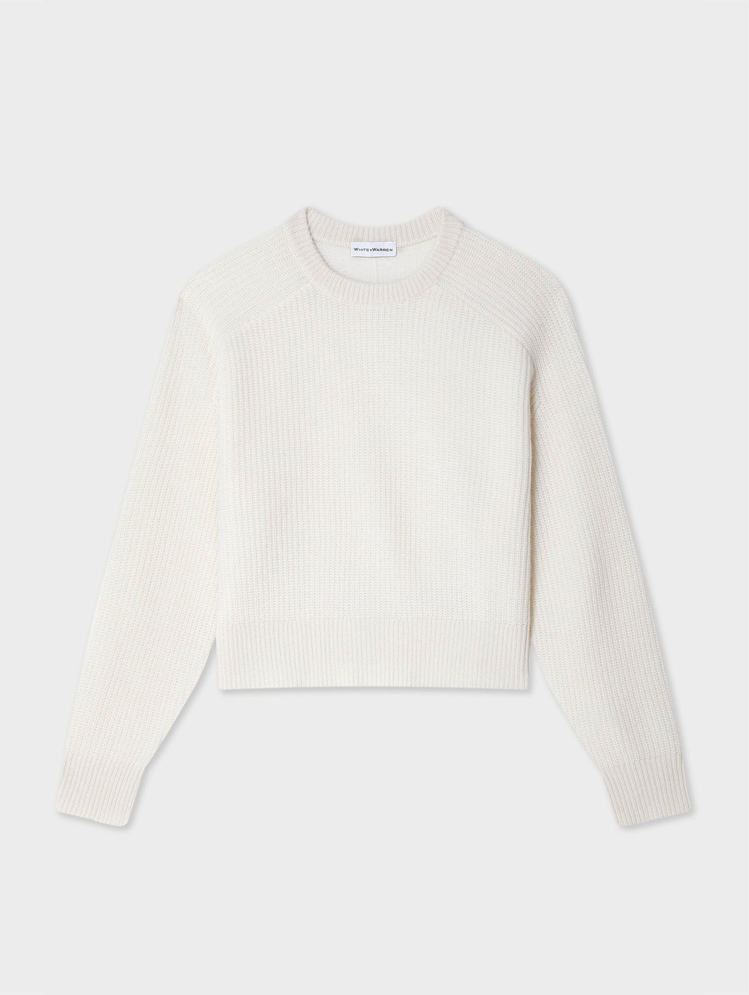CASHMERE SADDLE SLEEVE CREWNECK | SOFT WHITE