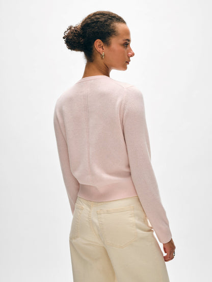 CASHMERE CREWNECK CARDIGAN | LIGHT PINK