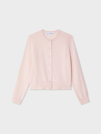 CASHMERE CREWNECK CARDIGAN | LIGHT PINK