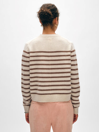 CASHMERE STRIPED CREW | BROWN STRIPES