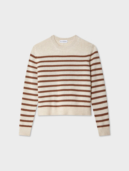 CASHMERE STRIPED CREW | BROWN STRIPES