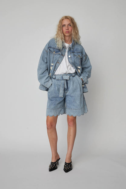 MOON WASHED DENIM JACKET | DENIM BLUE
