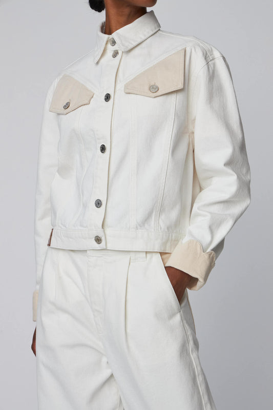 TWO-TONED COTTON JACKET | WHITE