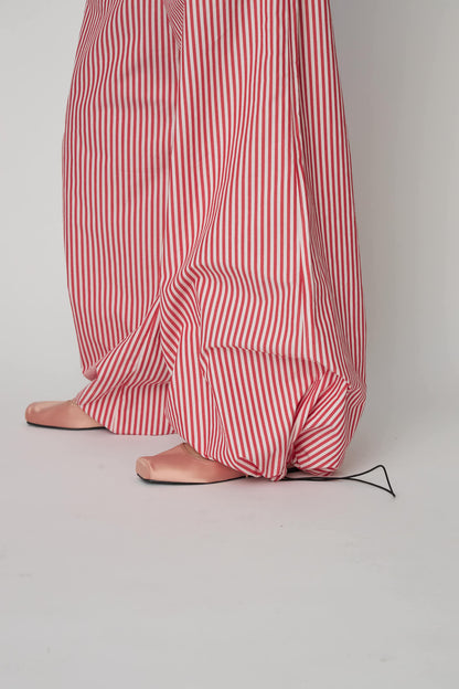 OVERSIZED STRIPED COTTON PANTS | RED