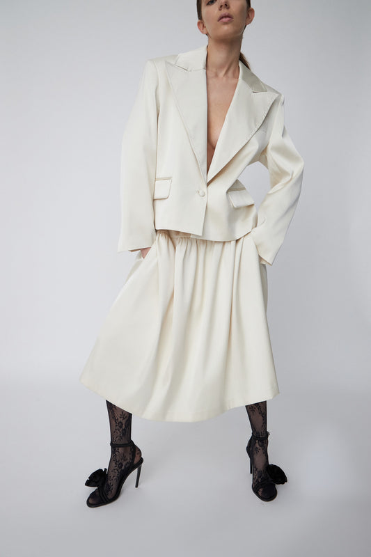 HEAVY SATEEN SKIRT | IVORY
