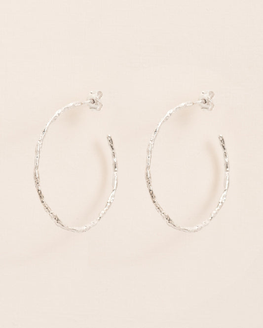 BIG ORGANIC HOOP EARRINGS | SILVER