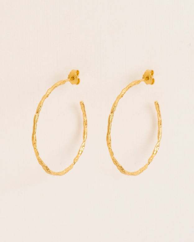BIG ORGANIC HOOP EARRINGS | GOLD
