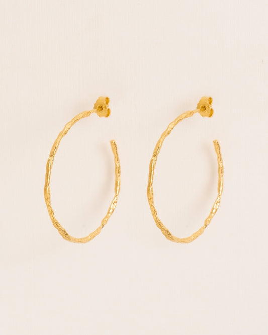 BIG ORGANIC HOOP EARRINGS | GOLD