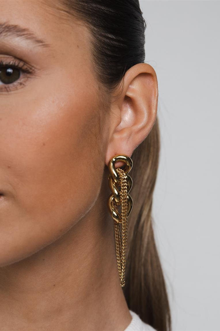 GOURMET LAYERED CHAIN EARRINGS | GOLD